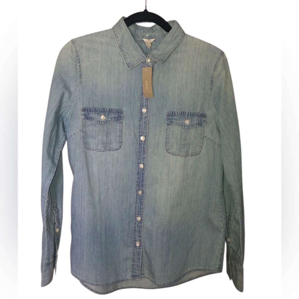NWT J. Crew Denim The Perfect Shirt with Roll Tab Sleeves